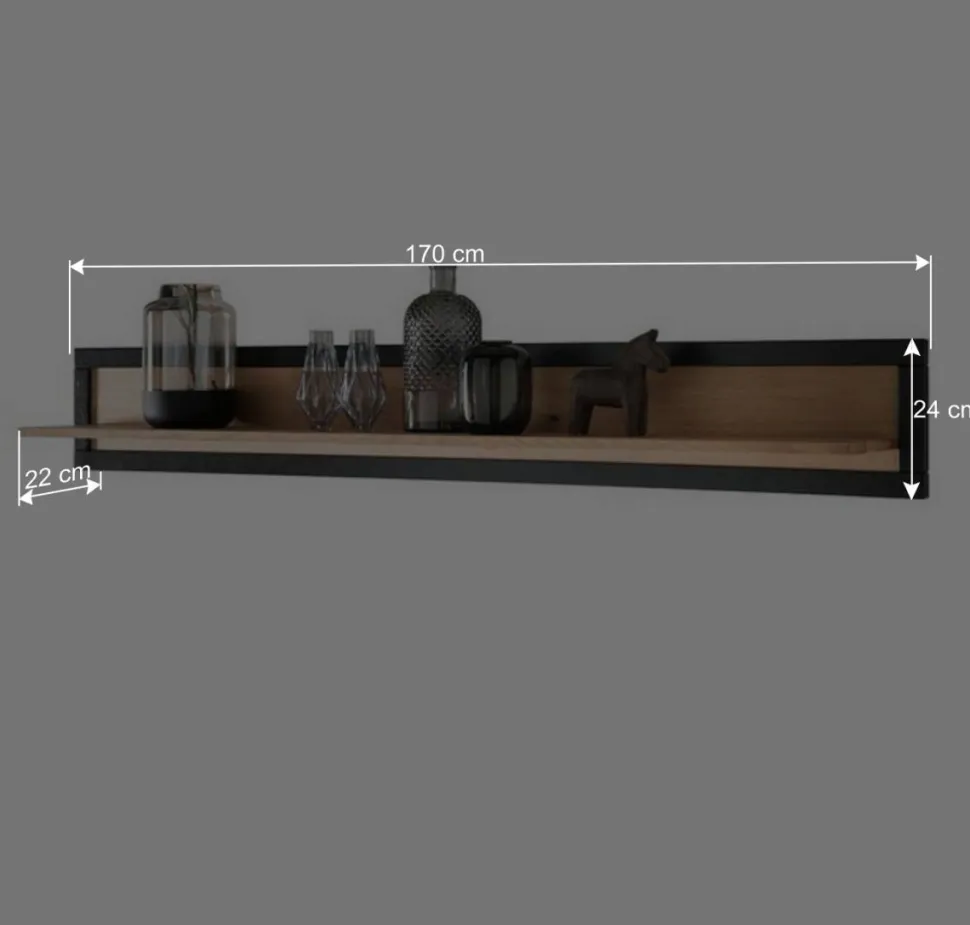 Massivholz Wandboard in Natur & Schwarz - Embleys