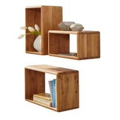 Massivholz Wandregal Set Uvinessa aus Wildeiche (dreiteilig)
