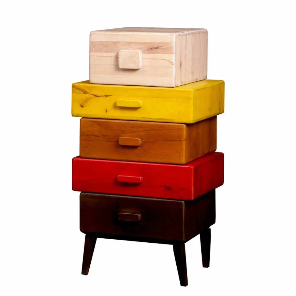 Mehrfarbige Design Kommode aus Massivholz Grace Mango