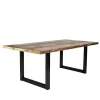 Mehrfarbiger Esstisch Altholz Shabby Chic Enjadara mit Stahl Schwarz