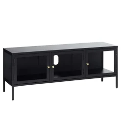 Metall Lowboard Vitrine in Schwarz - Feliz