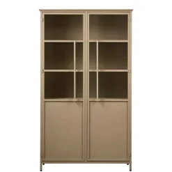 Metall Vitrinenschrank in Khaki - Gabadoza