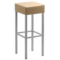 Microfaser Hocker in Beige & Silber - Sognory