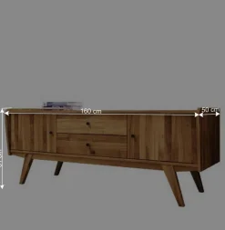 Mid Century Lowboard aus Wildeiche Massivholz - Hardus