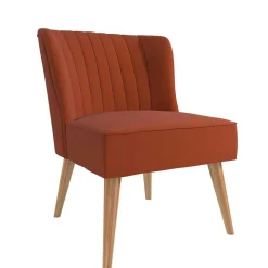 Mid Century Polstersessel in Ziegelrot und Natur - Elhan