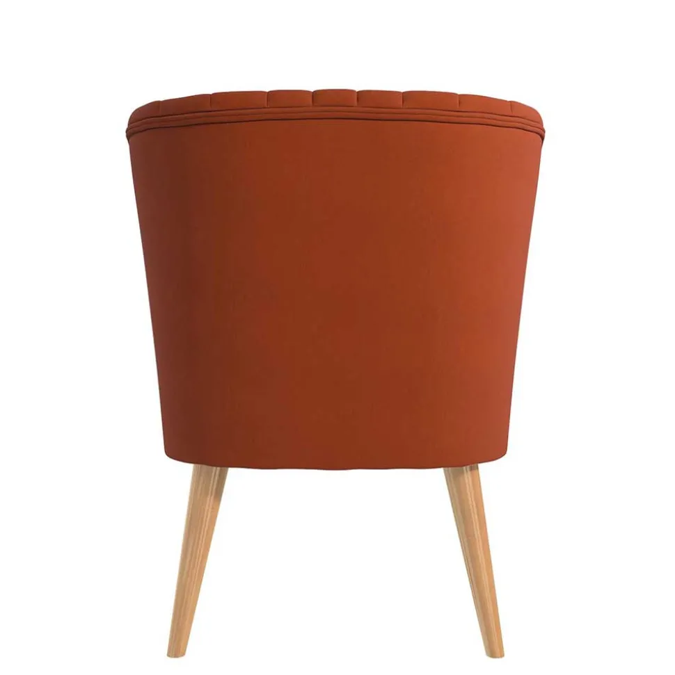 Mid Century Polstersessel in Ziegelrot und Natur - Elhan