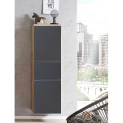 Midischrank fürs Bad in Grau matt & Wildeiche - Jambi