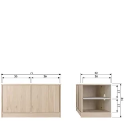Minimalistische Wohnwand in Eiche - Ewana (sechsteilig)