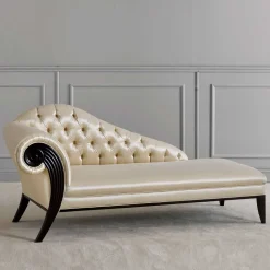 Modern Art Deco Recamiere in Creme und Schwarz - Ghaz