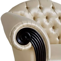 Modern Art Deco Recamiere in Creme und Schwarz - Ghaz