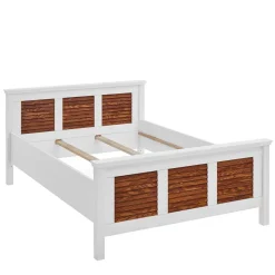 Modern Country Bett in Weiß mit Bernstein - Chako