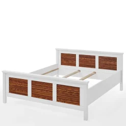 Modern Country Bett in Weiß mit Bernstein - Chako