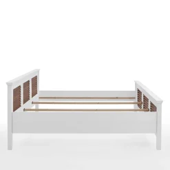 Modern Country Bett in Weiß mit Bernstein - Chako