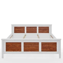 Modern Country Bett in Weiß mit Bernstein - Chako