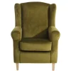 Modern Country Sessel in Oliv Grün Samtvelours - Davork