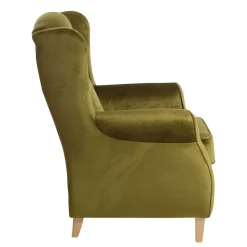 Modern Country Sessel in Oliv Grün Samtvelours - Davork