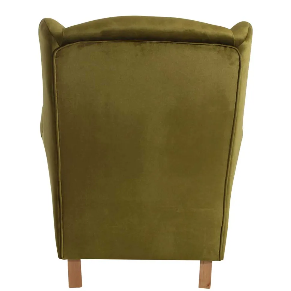 Modern Country Sessel in Oliv Grün Samtvelours - Davork