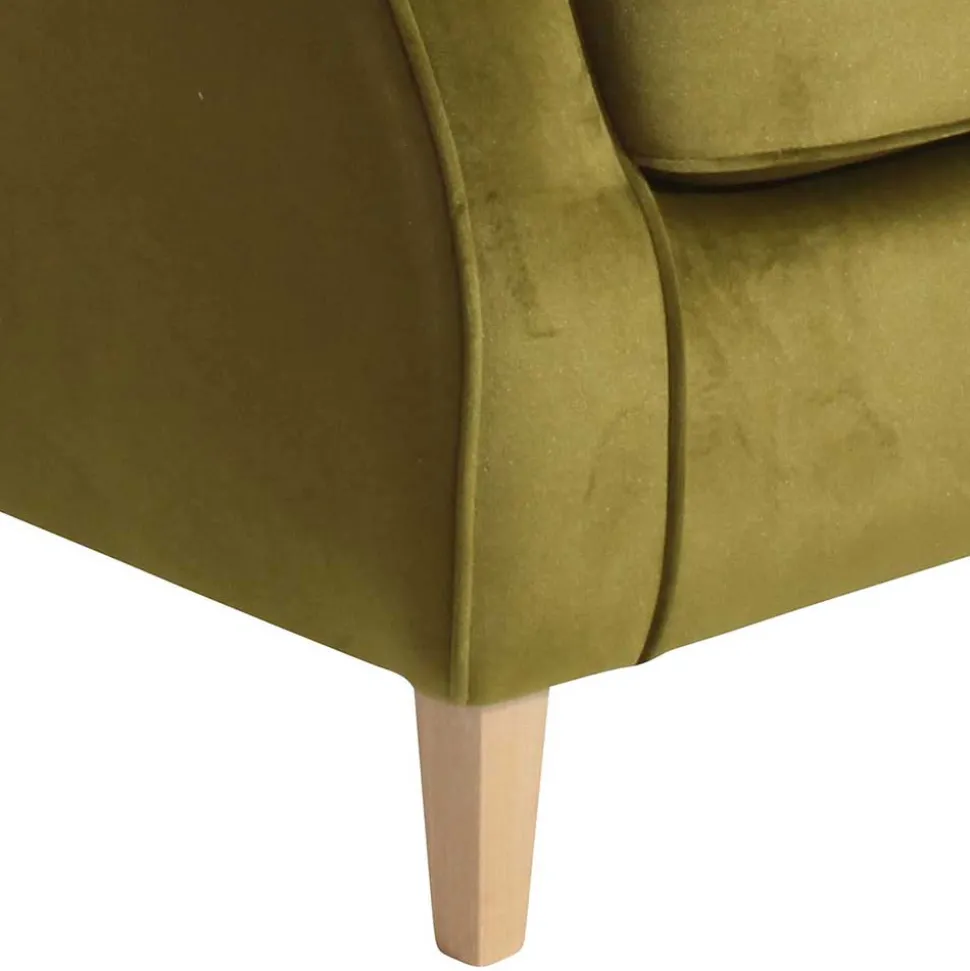Modern Country Sessel in Oliv Grün Samtvelours - Davork