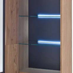 Moderne Echtholz Vitrine aus Eiche Massivholz - Assela
