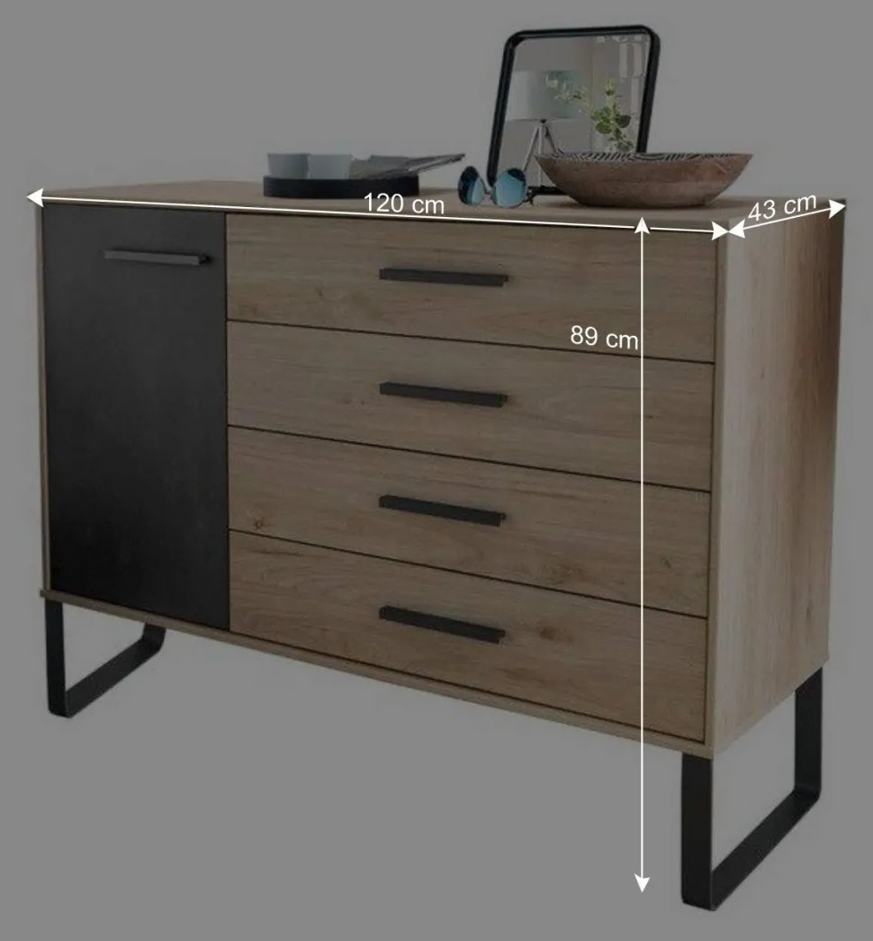 Moderne Loft Kombikommode mit Bügelgestell - Licruva