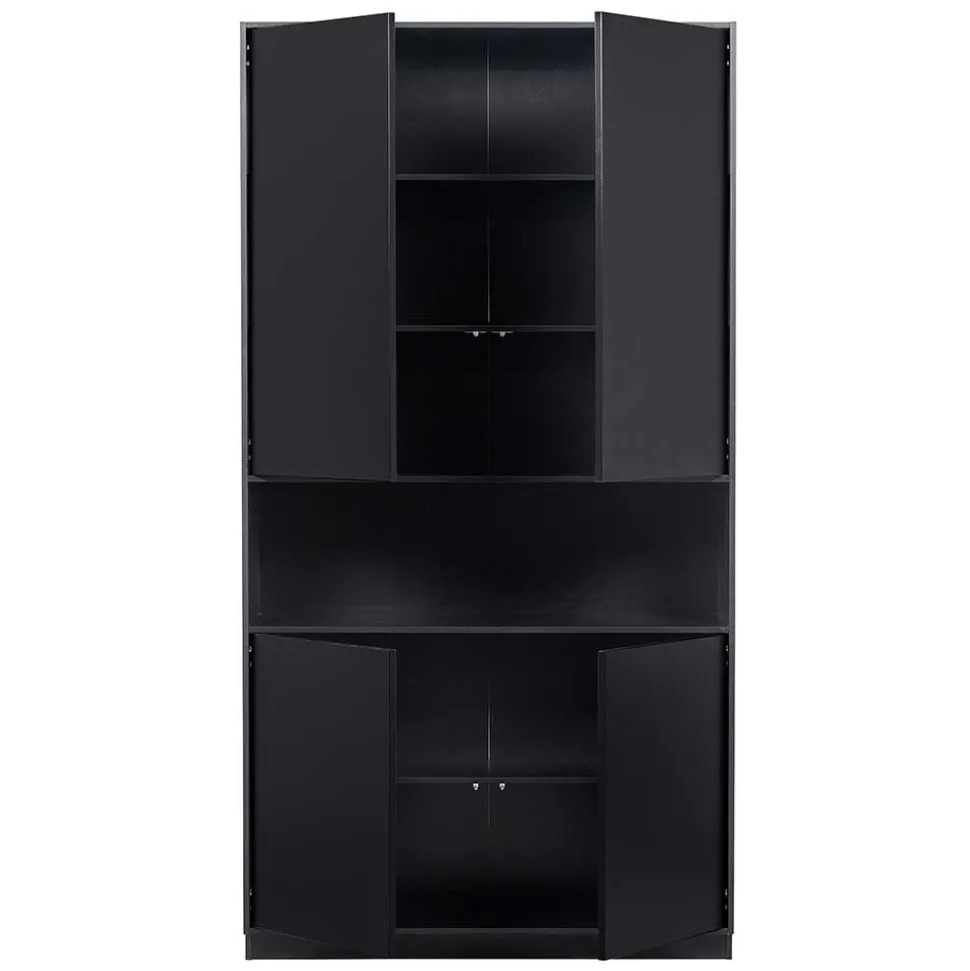 Moderne Schrankwand in Schwarz - Niwidus (fünfteilig)