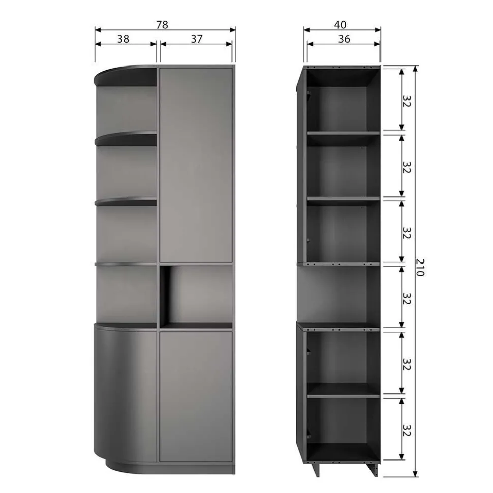Moderne Schrankwand in Schwarz - Niwidus (fünfteilig)