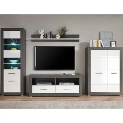 Moderne TV Anbauwand zweifarbig - Istensa (vierteilig)