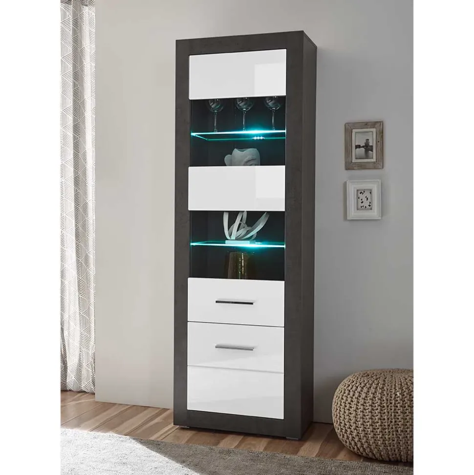 Moderne TV Anbauwand zweifarbig - Istensa (vierteilig)