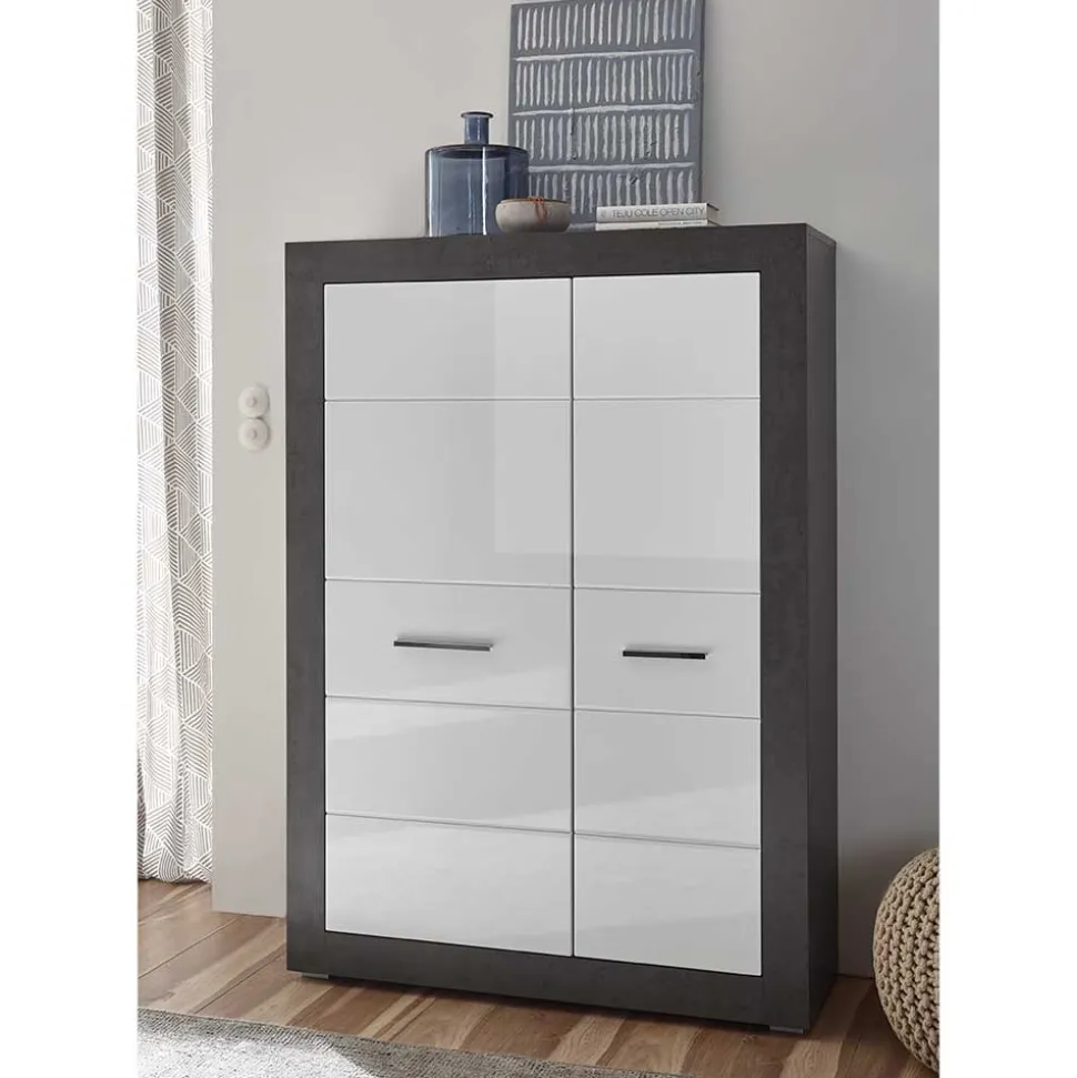 Moderne TV Anbauwand zweifarbig - Istensa (vierteilig)