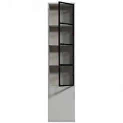Moderne Vitrine in Hellgrau mit Schwarz - Giorno
