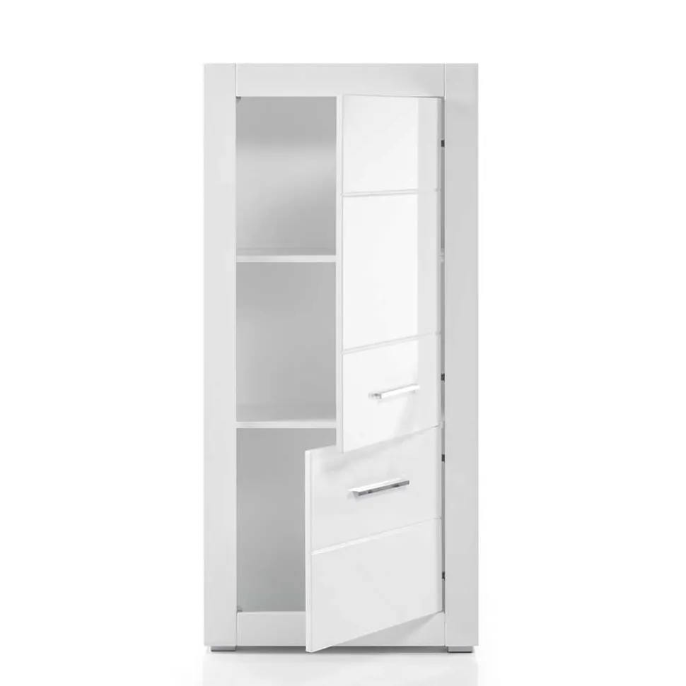 Moderne Wohnkombination in Hochglanz Weiß Yulis 315cm breit (vierteilig)