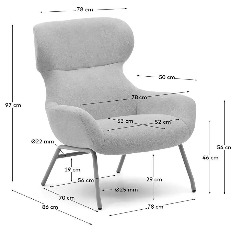 Moderner Chenille Sessel in Hellbraun - Mosso