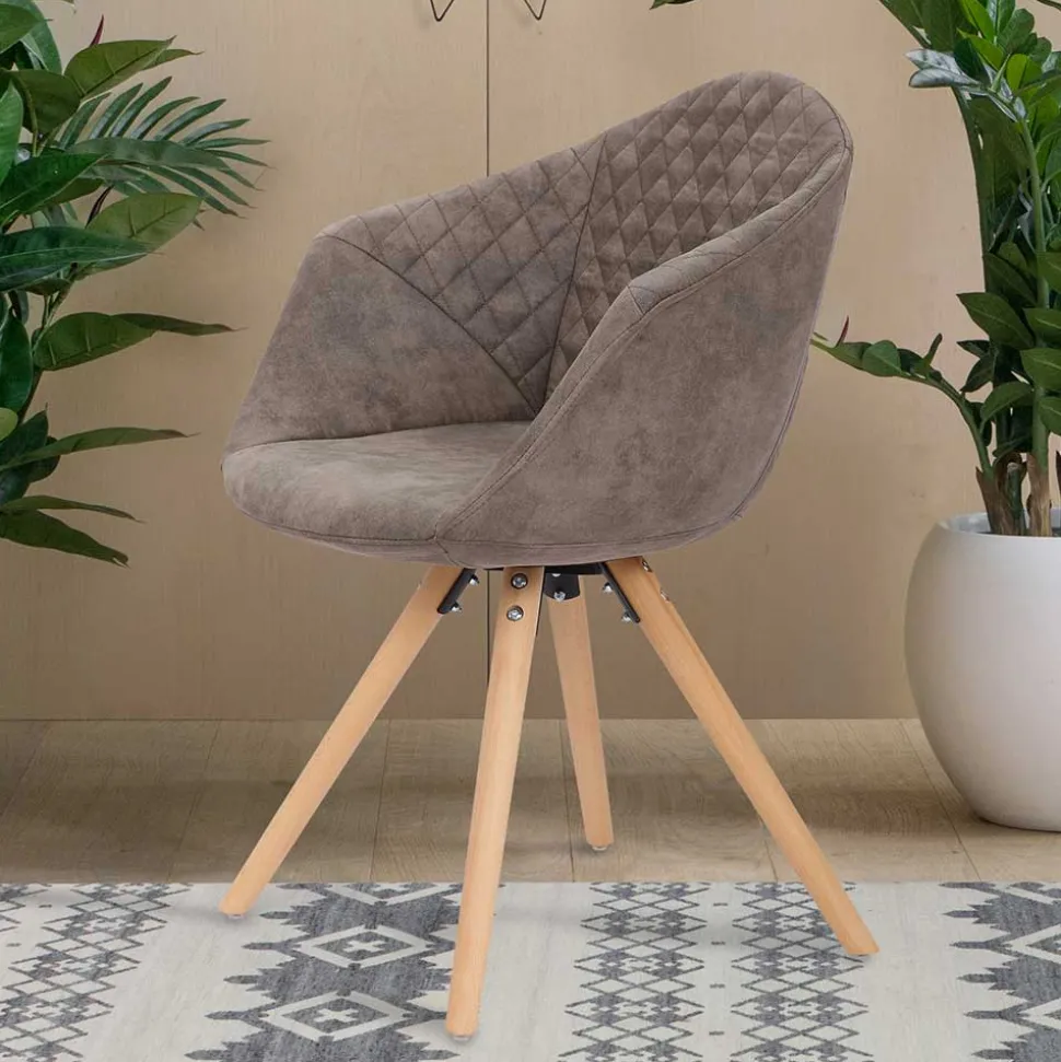 Moderner Esstisch Sessel in Taupe - Gozos (2er Set)