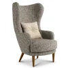 Moderner Ohrensessel in Beigegrau Boucle - Curemo