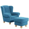 Moderner Ohrensessel in Petrol Velours - Lewis