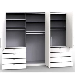 Moderner Schlafzimmerschrank in Weiß & Eiche sägerau - Vaclyn