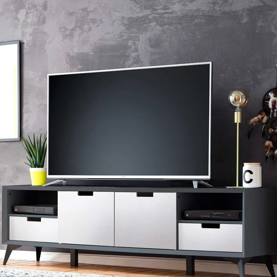 Moderner TV Unterschrank in Weiß & Grau - Vadids