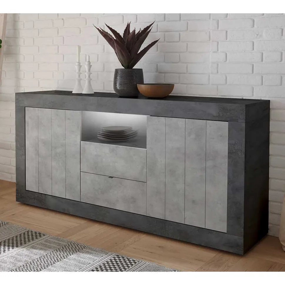 Modernes Sockel Sideboard in Beton Grau - Calla
