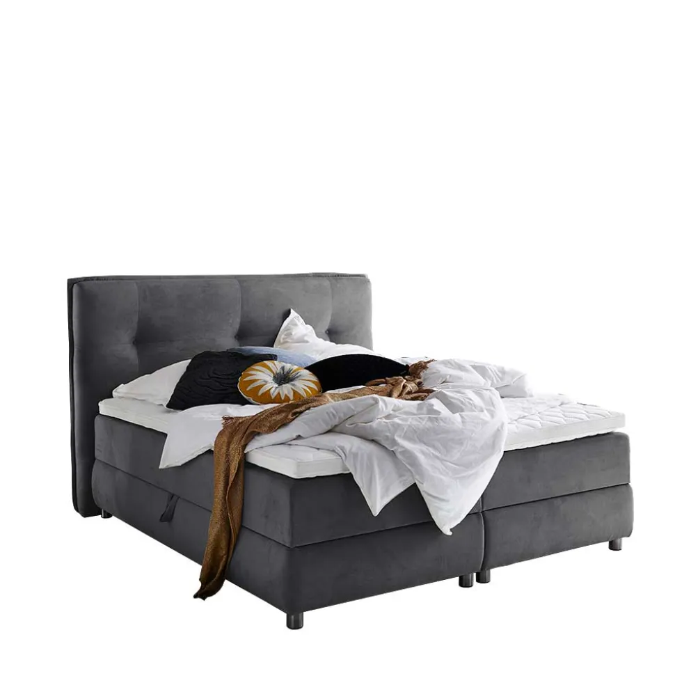 Modernes Stauraum-Boxspringbett in Anthrazit - Zavagossa