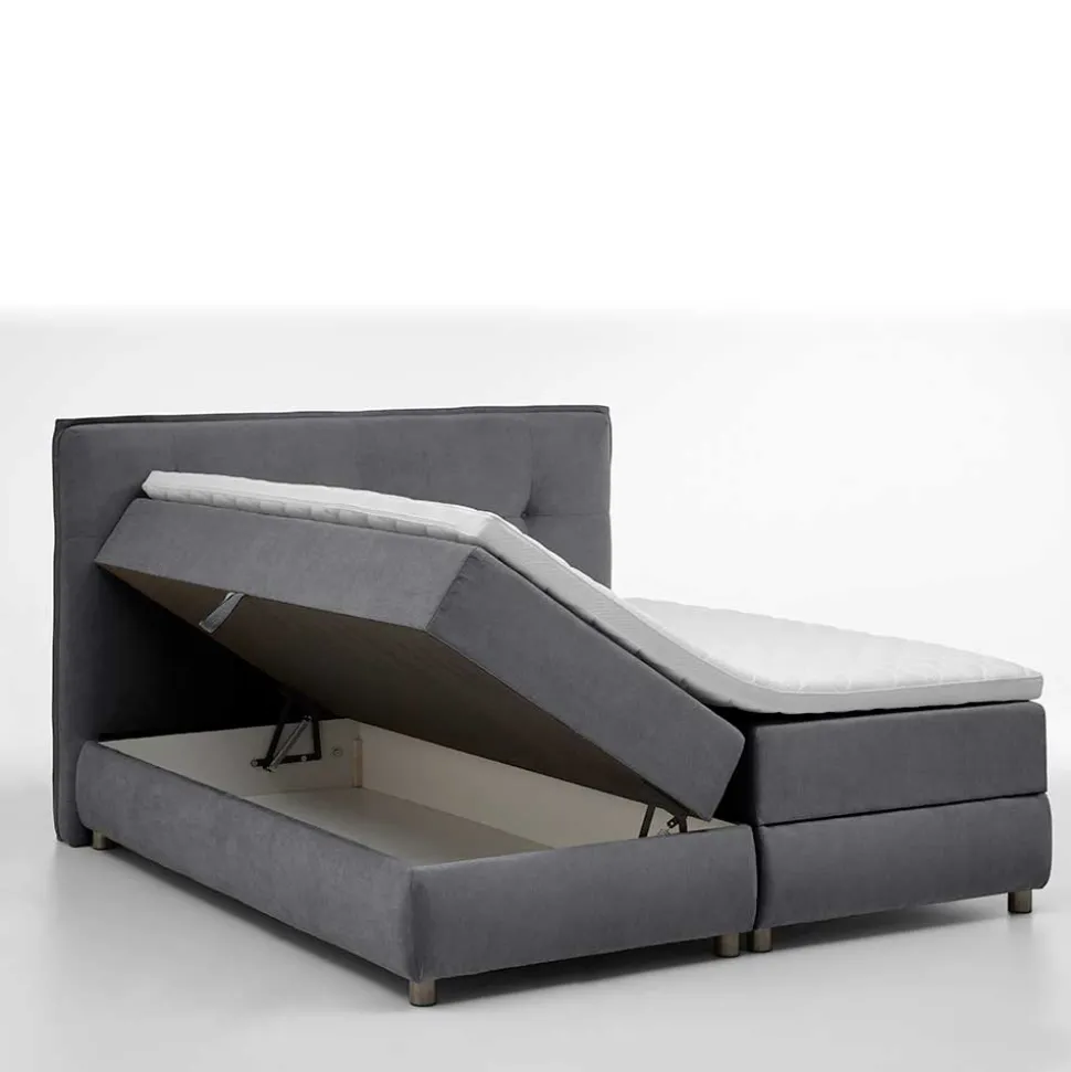 Modernes Stauraum-Boxspringbett in Anthrazit - Zavagossa