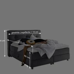 Modernes Stauraum-Boxspringbett in Anthrazit - Zavagossa