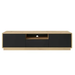 Modernes TV Lowboard in Schwarz & Wildeiche Optik - Ilunas