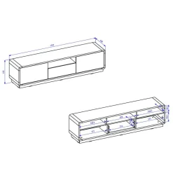 Modernes TV Lowboard in Schwarz & Wildeiche Optik - Ilunas