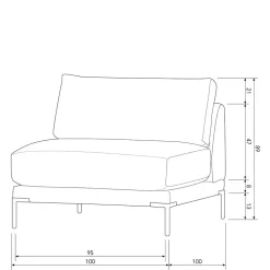 Modulcouch Einsitzer in Beige - Guerrero