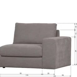 Modulsofa - vier Elemente in Grau - Gregg