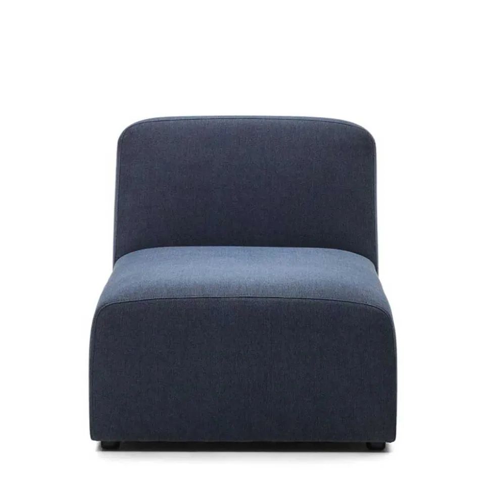 Modulsofa Chaiselongue in Dunkelblau Stoff - Fouzi