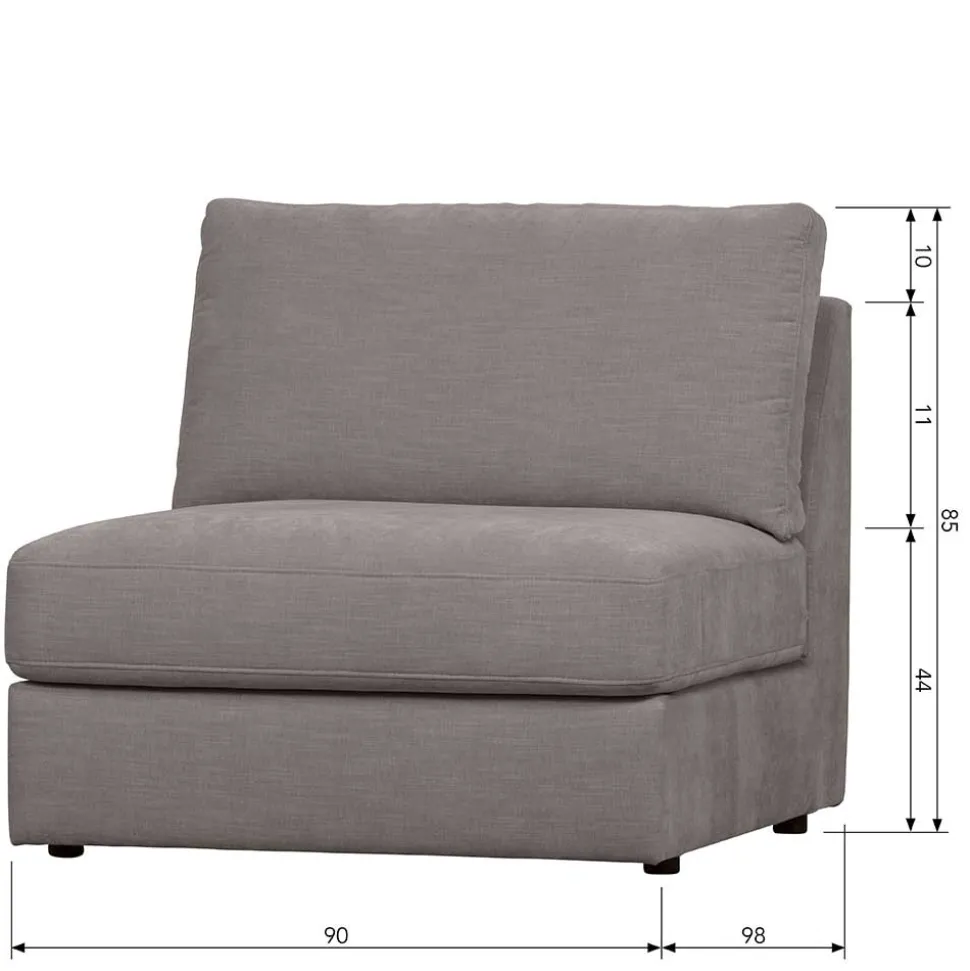 Modulsofa Einsitzer in Grau Stoff - Gregg