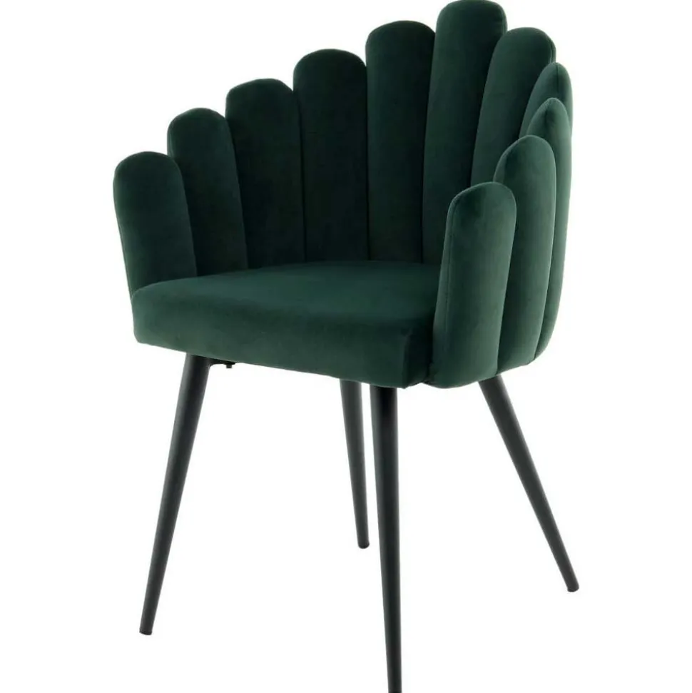 Muschel-Designstuhl in Dunkelgrün Samt - Kenia