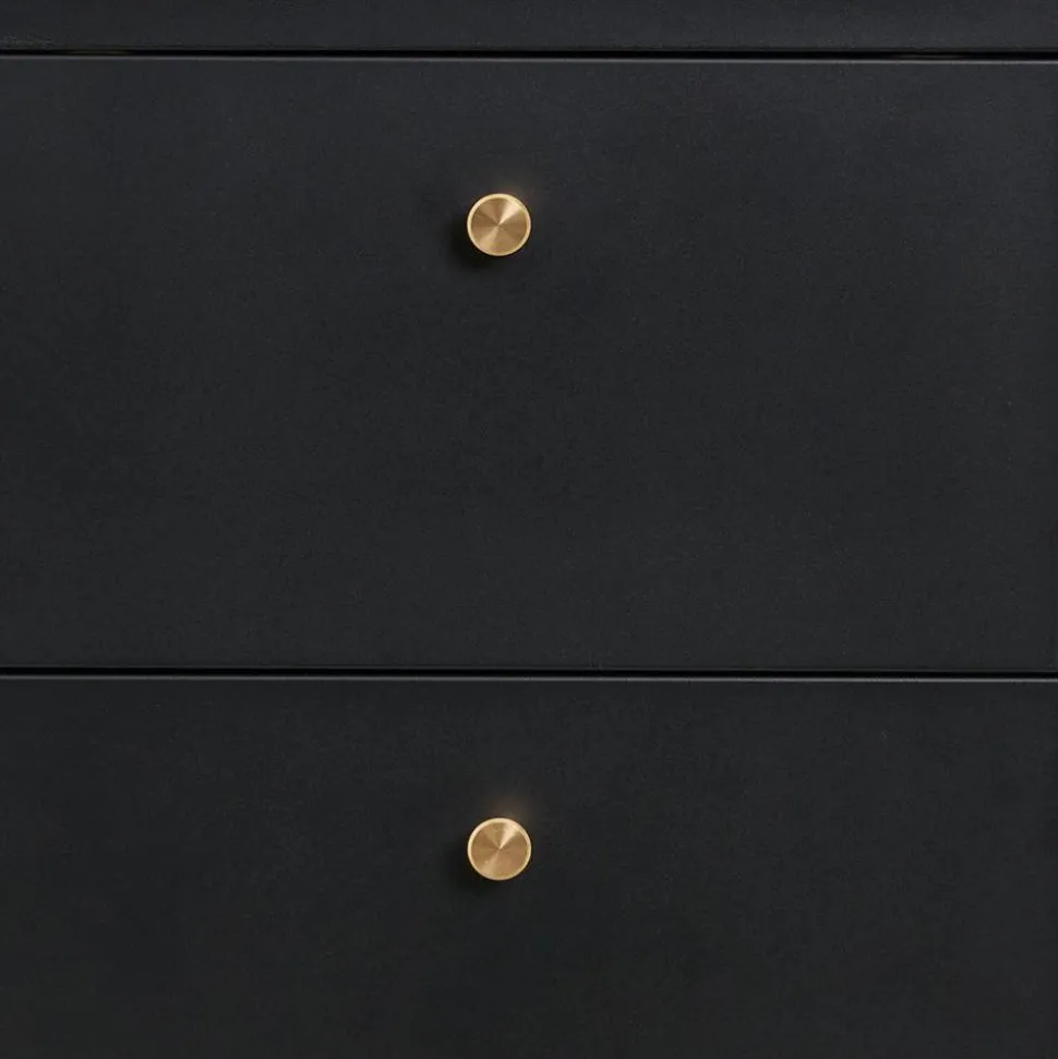 Nachtkommode in Schwarz mit Gold - Singular