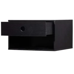Nachtkonsole in Schwarz mit Furnier - Yalin